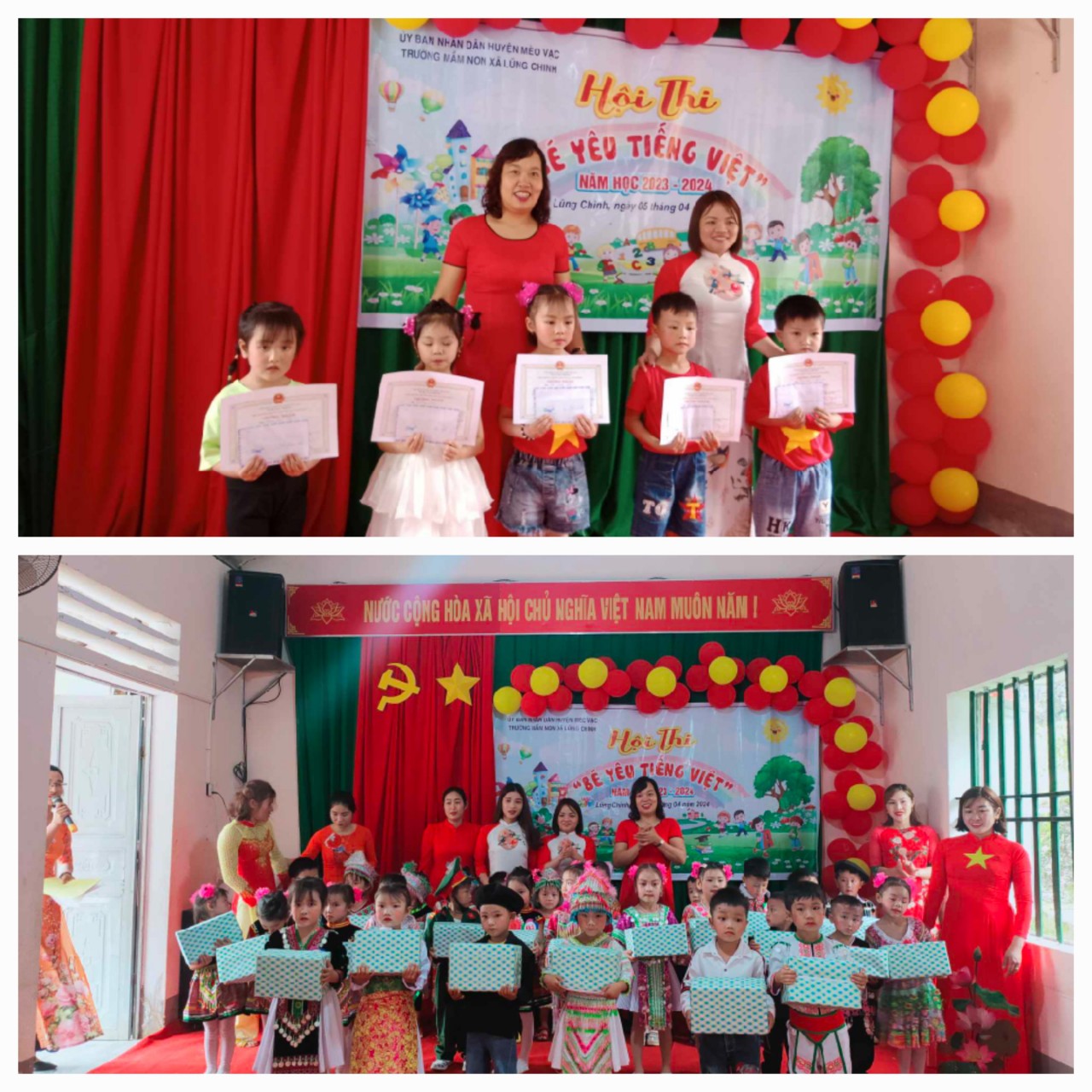 Trường Mầm Non xã Lũng Chinh tổ chức thi bé yêu Tiếng Việt